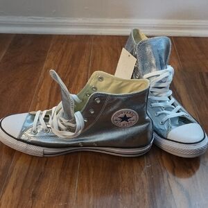 Converse Mens Metallic Silver High-Tops - Size 13 NWT